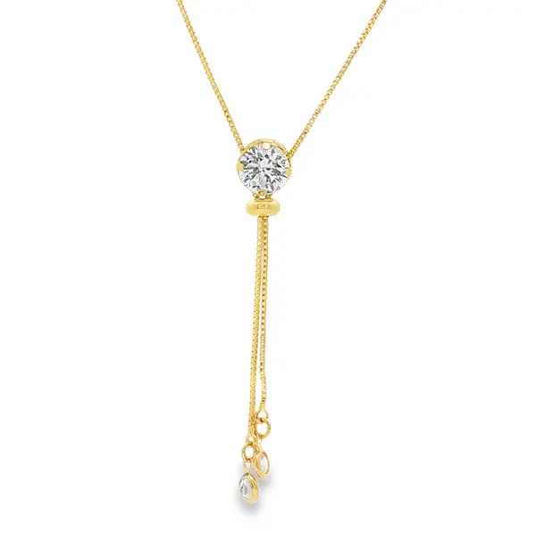 Gargantilha Folheado a Ouro 18k Gravatinha Zircônia Redonda