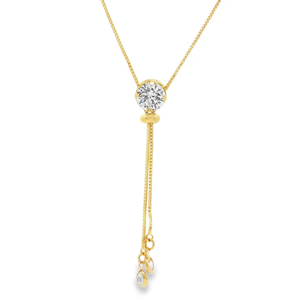 Gargantilha Folheado a Ouro 18k Gravatinha Zircônia Redonda