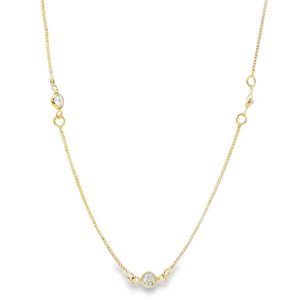 Colar Folheado a Ouro 18k Zircônias Redondas