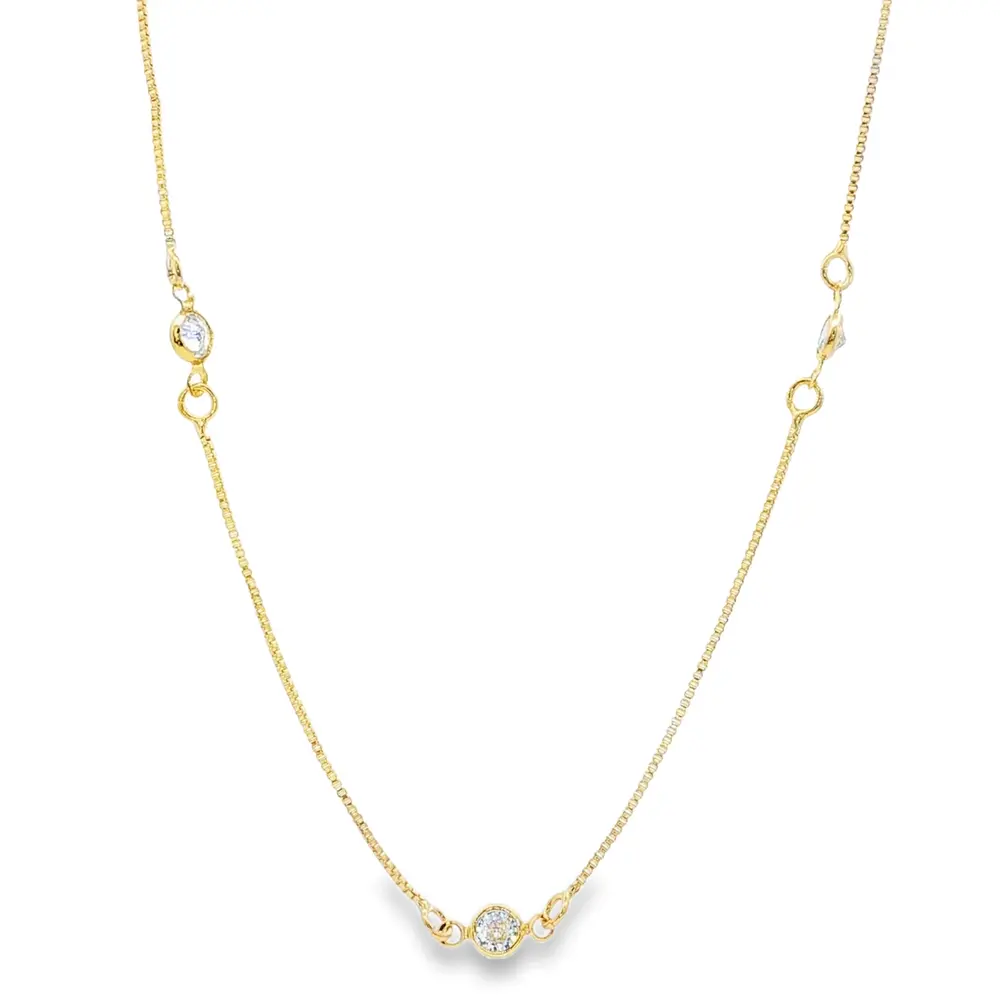 Colar Folheado a Ouro 18k Zircônias Redondas