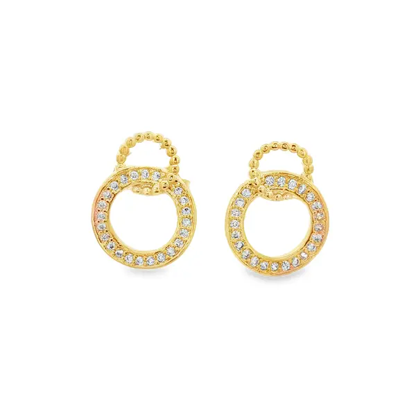 Brinco Folheado a Ouro 18k Dois Círculos com Zircônia