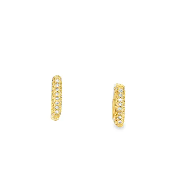 Brinco Folheado a Ouro 18k Argola Click Quadrada com Zircônia