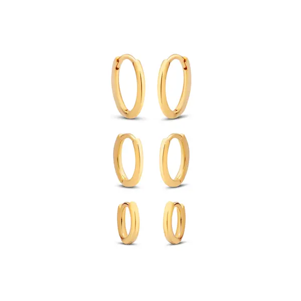 Brinco Folheado a Ouro 18k Trio Argola Click Lisa