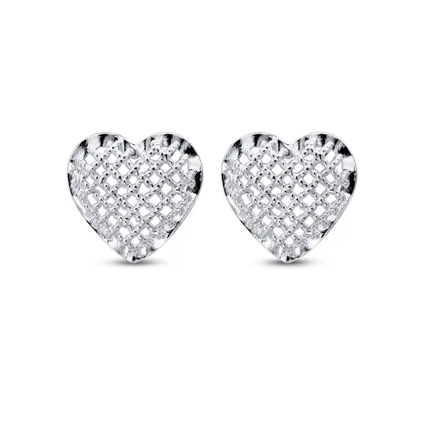 Brinco Prata Leve Coração de Malha