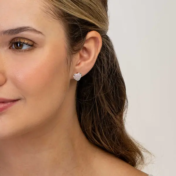 Brinco Prata Leve Coração de Malha