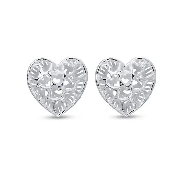 Brinco Prata Coração Malha Italiana