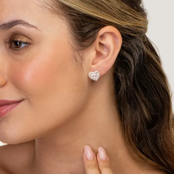 Brinco Prata Coração Malha Italiana