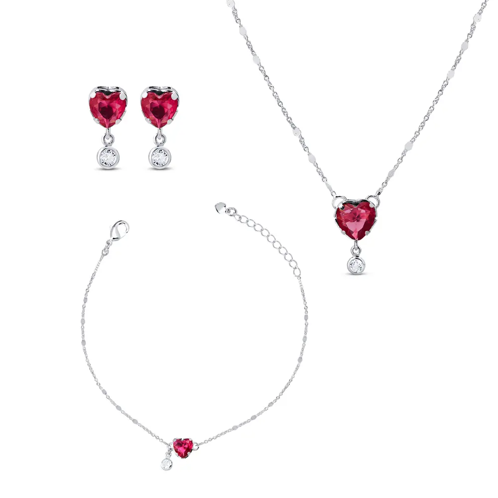 Conjunto Prata Leve Sentimentos Afeto Coração