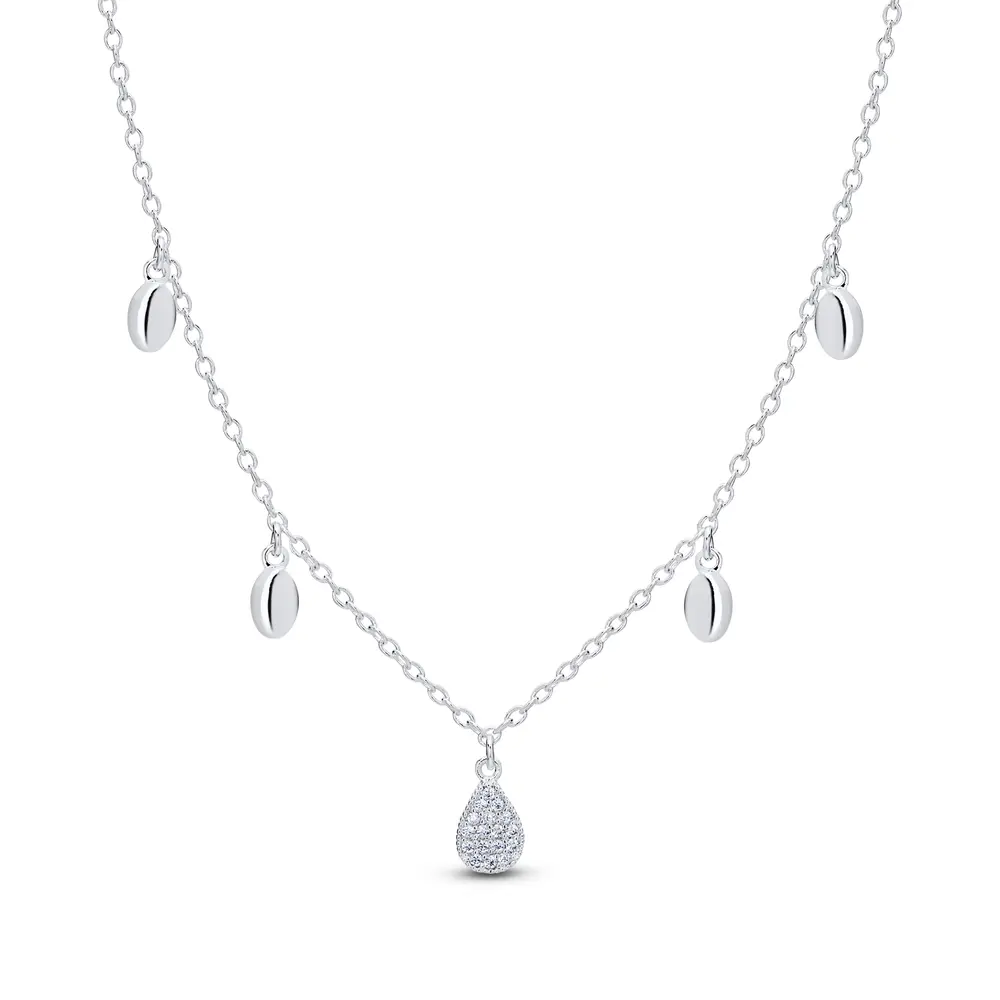 Gargantilha Prata Leve Gota com Zircônia