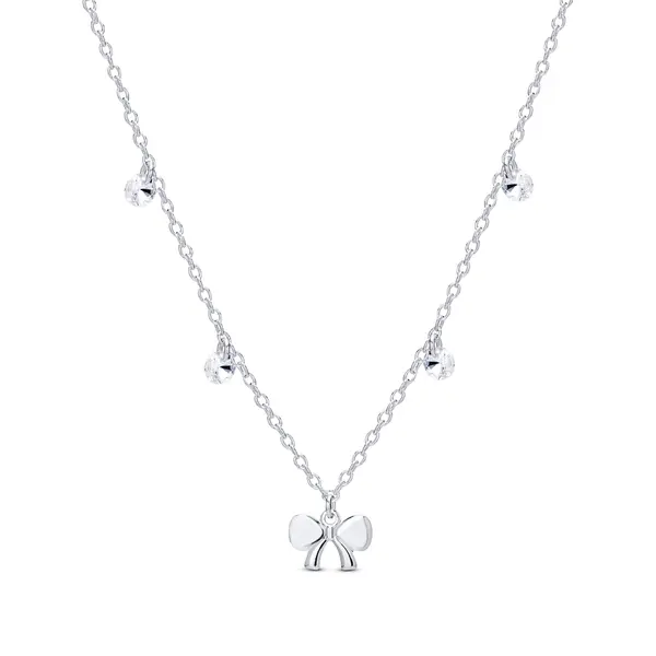 Gargantilha Prata Leve Laço e Zircônias