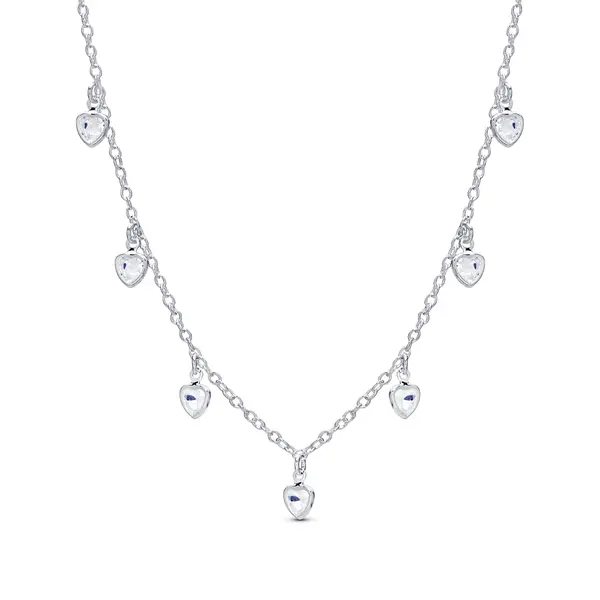 Gargantilha Prata Leve Corações em Zircônias