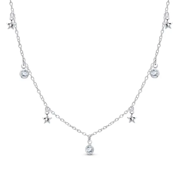 Gargantilha Prata Leve Estrelas e Zircônias