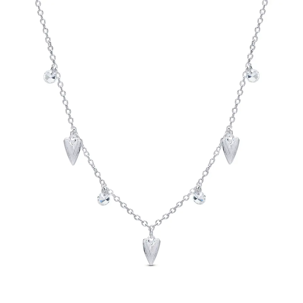 Gargantilha Prata Leve Coração e Zircônias