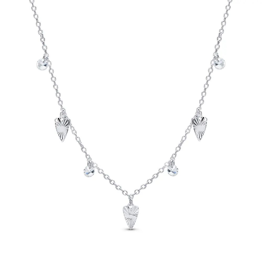 Gargantilha Prata Leve Coração e Zircônias