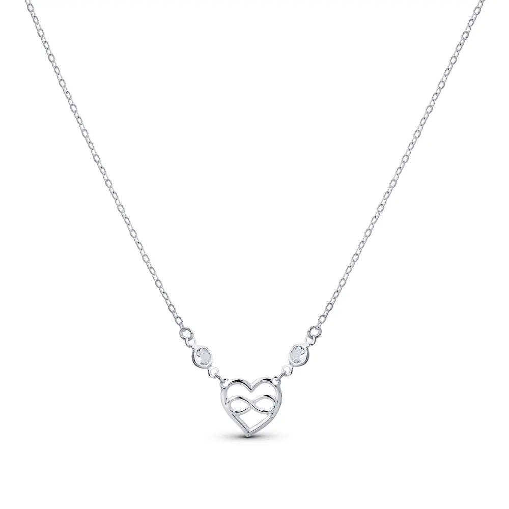 Gargantilha Prata Leve Coração e Infinito