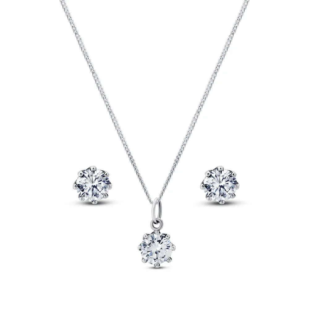 Conjunto Prata Envelhecido com Zircônia