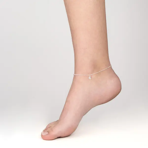 Tornozeleira Prata Coração