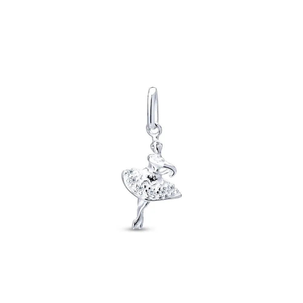 Pingente Prata Bailarina Com Zircônias