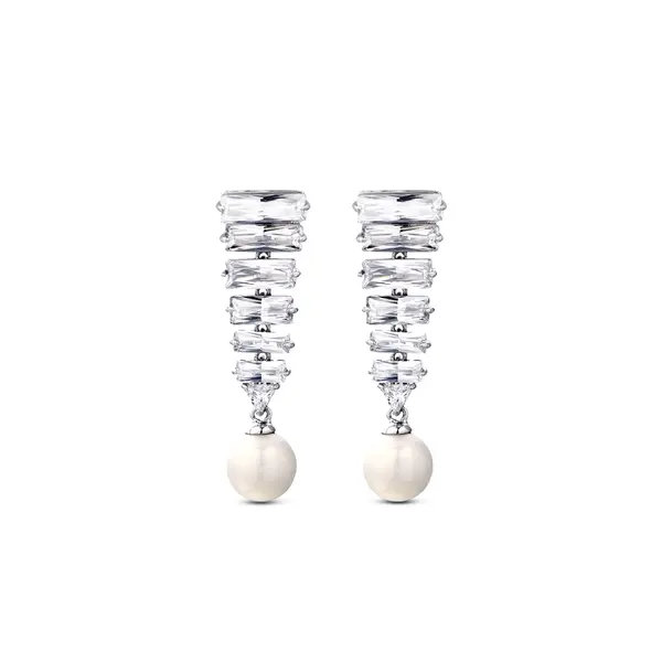 Brinco Ródio Zircônia E Pérola