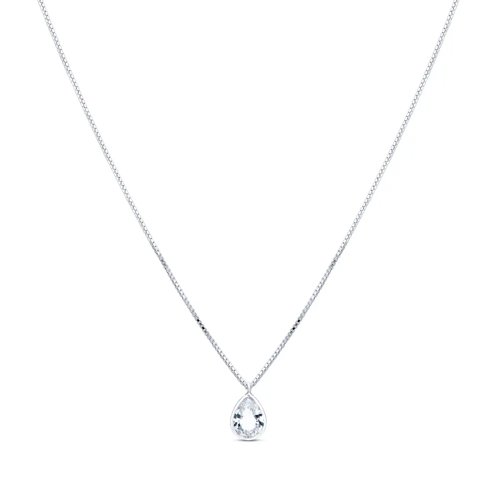 Gargantilha Prata Gota Zircônia