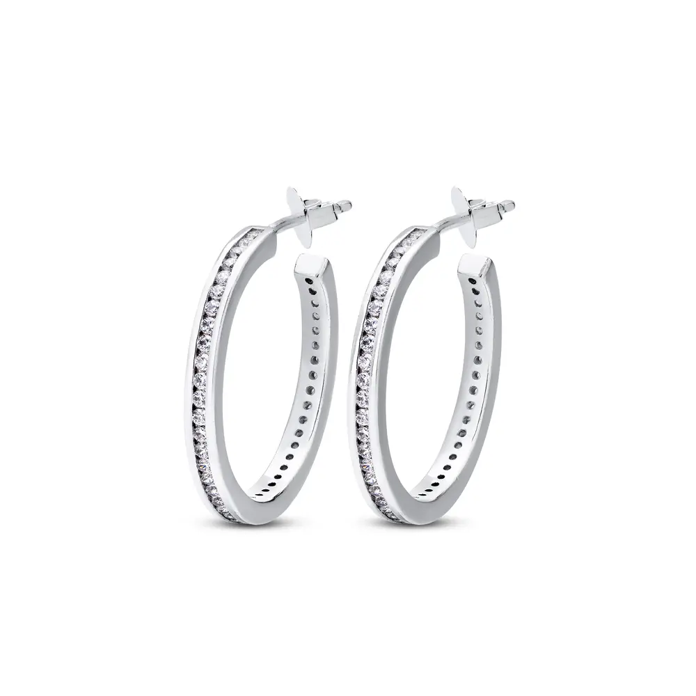 Brinco Ródio Argola Zircônia