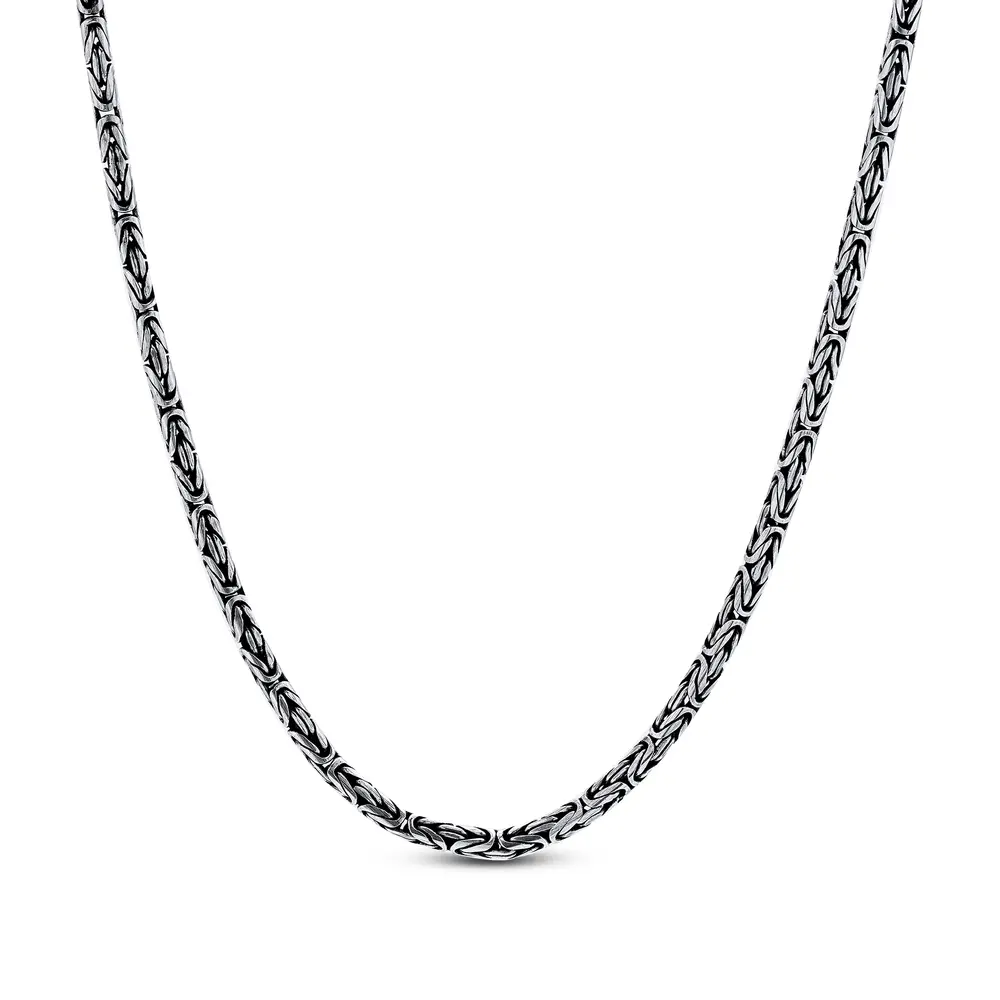 Corrente Prata Bali Masculina Ponto Peruano 50cm 3mm