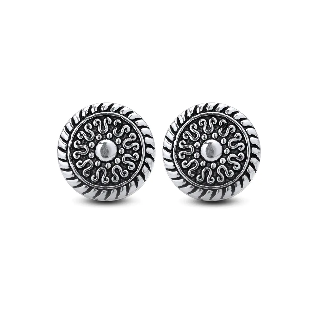 Brinco Prata Envelhecido Mandala P Top
