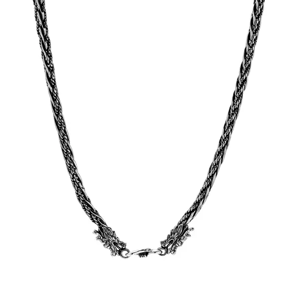 Corrente Prata Bali Masculina Fecho Dragão 55cm 4mm