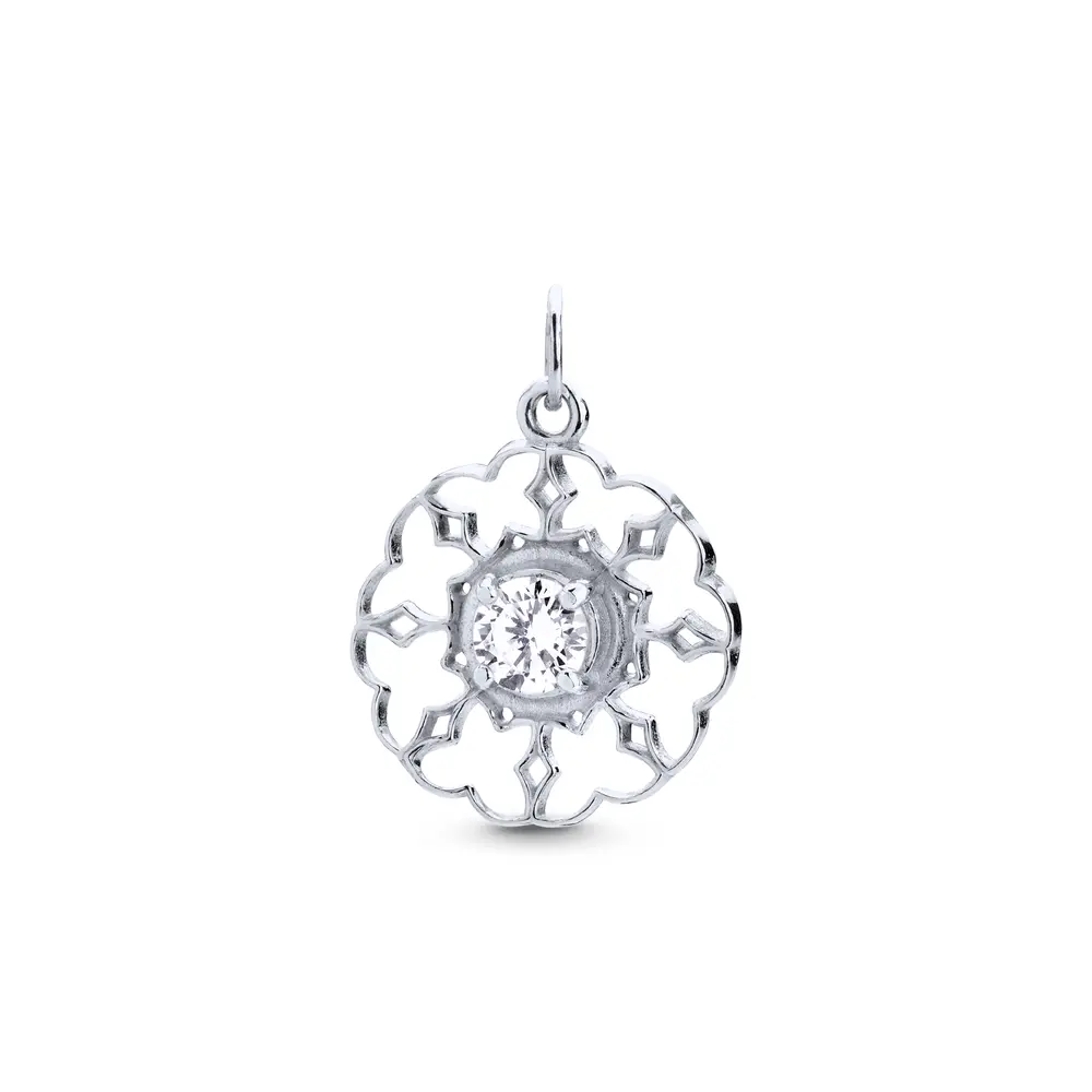 Pingente Prata Zircônia Mandala