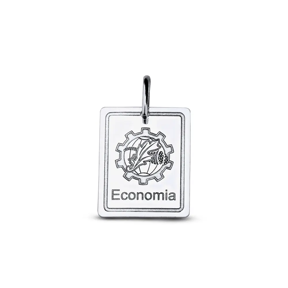Pingente Prata Placa Profissão Economia