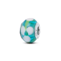 Berloque Prata Art Collection Infantil Murano Verde Flores