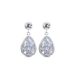 Brinco Prata Gota Zircônia Grande