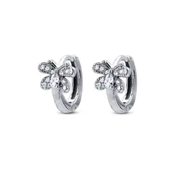 Brinco Prata Rodinada Argola Click Com Borboleta P