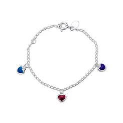 Pulseira Prata Infantil Coração Com Gliter