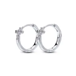 Brinco Prata Argola Click Cruz Com Zircônias