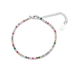 Pulseira Prata Leve Rivieira Zircônia Colorida