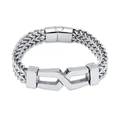 Pulseira Aço Masculina Placa Vazada 22cm