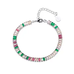 Pulseira Prata Leve Rivieira Pedra Colorida