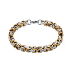 Pulseira Aço Masculina Com Dourado 21cm