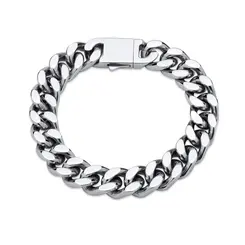 Pulseira Aço Grossa Fecho Gaveta Masculina 21cm