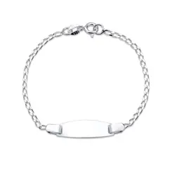 Pulseira Prata Infantil Placa Lisa