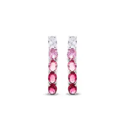 Brinco Banho Rodio Zircônias Rosa E Branca