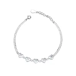 Pulseira Prata Coração Zircônia