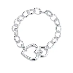 Pulseira Prata Leve Elos Coração
