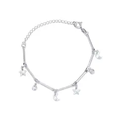 Pulseira Prata Estrela E Lua