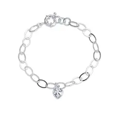 Pulseira Prata Leve Elos Coração Zircônia