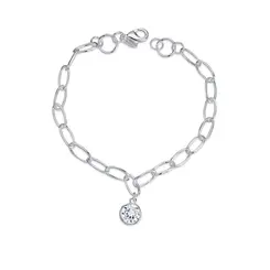 Pulseira Prata Leve Elos Com Zircônia