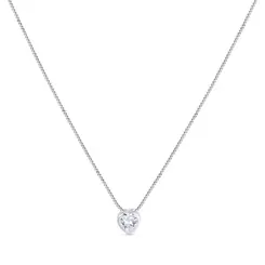 Gargantilha Prata Ponto Luz Caixa Alta Coração Zircônia Branca 45 Cm