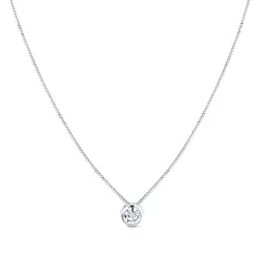 Gargantilha Prata Ponto Luz Caixa Alta Redondo Zircônia Branca 45cm
