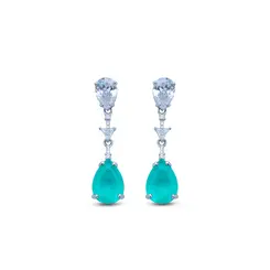 Brinco Banho De Rodio Cristal Fusion Gota Com Zircônias